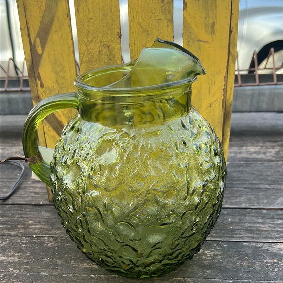 Green Textured Glass Pitcher - Picture 1 of 4